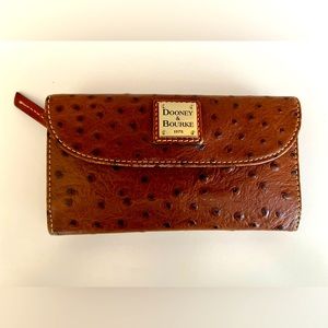 Dooney & Bourke Ostrich Continental Clutch wallet with red interior